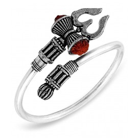 PAYSTORE Adjustable Trishul Damroo Designer Oxidized Silver Bahubali Kada Kadas Bracelet U Cuff Bracelets for Men & Women Boys