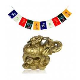 PAYSTORE CRYSTAL Hanging Tibetan Buddhist Prayer Cotton Flags with Vastu Frog Feng Shui Frog On Elelphant for Wealth, Strength, Wisdom, Success, Good Luck and Prosperity Pack of 2 Decorative Showpiece PAYSTORE CRYSTAL Hanging Tibetan Buddhist Prayer Cotton Flags with Vastu Frog Feng Shui Frog On Elelphant for Wealth, Strength, Wisdom, Success, Good Luck and Prosperity Pack of 2 Decorative Showpiece