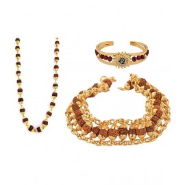PAYSTORE Combo Of 3 Gold Plated Rudraksha Mala With Rudraksha Bracelet and Om Design Kada Bracelet Original Certified Rudraksha Beads Mala For Japa Stylish Latest Mala For Men And Women PAYSTORE Combo Of 3 Gold Plated Rudraksha Mala With Rudraksha Bracelet and Om Design Kada Bracelet Original Certified Rudraksha Beads Mala For Japa Stylish Latest Mala For Men And Women