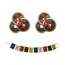PAYSTORE Combo Of Feng Shui Three Lucky Chinese 2" Coins with Red Ribbon for Money, Wealth & 2 Tibetan Buddhist Om Mani Padme Hum Positive Vibes Prayer Flags for Car/Motorbike -3 Feet Multicolor Decorative Showpiece - 5.5 cm PAYSTORE Combo Of Feng Shui Three Lucky Chinese 2" Coins with Red Ribbon for Money, Wealth & 2 Tibetan Buddhist Om Mani Padme Hum Positive Vibes Prayer Flags for Car/Motorbike -3 Feet Multicolor Decorative Showpiece - 5.5 cm