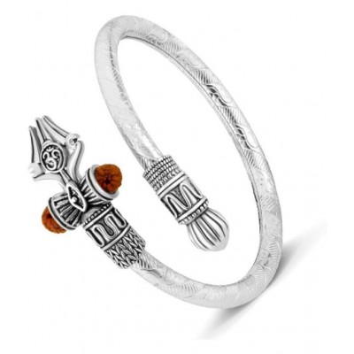 PAYSTORE Combo Trishul Damru OM Rudraksha Leather and Pure Brass Copper Silver Plated Mahadev Shiva Bhakt Bahubali Navaratri Special Bracelet for Men & Women(Set of-2 Kada and Bracelet-Silver) PAYSTORE Combo Trishul Damru OM Rudraksha Leather and Pure Brass Copper Silver Plated Mahadev Shiva Bhakt Bahubali Navaratri Special Bracelet for Men & Women(Set of-2 Kada and Bracelet-Silver)