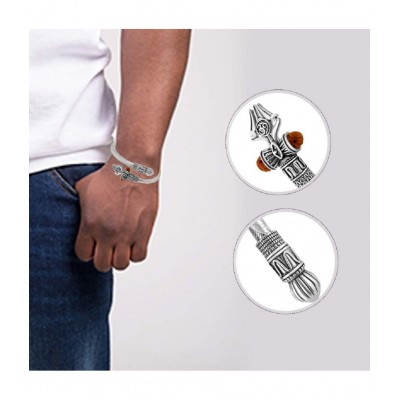 PAYSTORE Combo Trishul Damru OM Rudraksha Leather and Pure Brass Copper Silver Plated Mahadev Shiva Bhakt Bahubali Navaratri Special Bracelet for Men & Women(Set of-2 Kada and Bracelet-Silver) PAYSTORE Combo Trishul Damru OM Rudraksha Leather and Pure Brass Copper Silver Plated Mahadev Shiva Bhakt Bahubali Navaratri Special Bracelet for Men & Women(Set of-2 Kada and Bracelet-Silver)