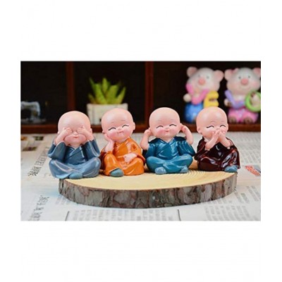 PAYSTORE Combo of  Fabric Rise Free Leh Ladakh Flag, with Cute Small Kung Fu Laughing Buddha Statue Straw Hat for Car Dashboard, Home Decor, Set of 4 Monks PAYSTORE Combo of  Fabric Rise Free Leh Ladakh Flag, with Cute Small Kung Fu Laughing Buddha Statue Straw Hat for Car Dashboard, Home Decor, Set of 4 Monks