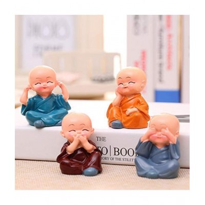 PAYSTORE Combo of  Fabric Rise Free Leh Ladakh Flag, with Cute Small Kung Fu Laughing Buddha Statue Straw Hat for Car Dashboard, Home Decor, Set of 4 Monks PAYSTORE Combo of  Fabric Rise Free Leh Ladakh Flag, with Cute Small Kung Fu Laughing Buddha Statue Straw Hat for Car Dashboard, Home Decor, Set of 4 Monks