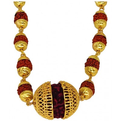 PAYSTORE Combo of Bahubali Rudraksha Mala with Big Rudraksha Pendand in Gold Plated Cap with black leather trishul braclet PAYSTORE Combo of Bahubali Rudraksha Mala with Big Rudraksha Pendand in Gold Plated Cap with black leather trishul braclet