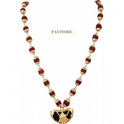 PAYSTORE Combo of Original Nepali Rudraksh Mala with kaju ganesh pendet and rudraksha cap braclet Premium Quality