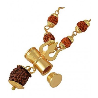 PAYSTORE Combo of Shiv Rudraksha Mala + Ganpati Kaju Rudraksha Mala Gold-plated Plated Brass Chain Set Premium Quality