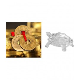 PAYSTORE Feng Shui Power Combo Antique Fortune I-Ching Coin with Crystal Turtle Tortoise- Best for Positive Energy Prosperity Success Career and Luck PAYSTORE Feng Shui Power Combo Antique Fortune I-Ching Coin with Crystal Turtle Tortoise- Best for Positive Energy Prosperity Success Career and Luck
