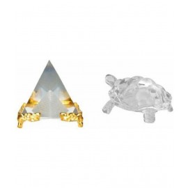 PAYSTORE Feng Shui Power Combo Turtle with Crystal Pyramid Tortoise Decorative Showpiece - 8 cm  (Crystal, White) PAYSTORE Feng Shui Power Combo Turtle with Crystal Pyramid Tortoise Decorative Showpiece - 8 cm  (Crystal, White)
