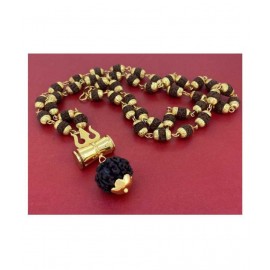 PAYSTORE Five Face BLACK Rudraksha IN GOLDEN CAP Religious Jewelry Loard Shiv WITH Trishul Damru Locket for Unisex PAYSTORE Five Face BLACK Rudraksha IN GOLDEN CAP Religious Jewelry Loard Shiv WITH Trishul Damru Locket for Unisex
