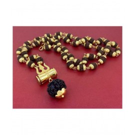 PAYSTORE Five Face BLACK Rudraksha IN GOLDEN CAP Religious Jewelry Loard Shiv WITH Trishul Damru Locket for Unisex PAYSTORE Five Face BLACK Rudraksha IN GOLDEN CAP Religious Jewelry Loard Shiv WITH Trishul Damru Locket for Unisex
