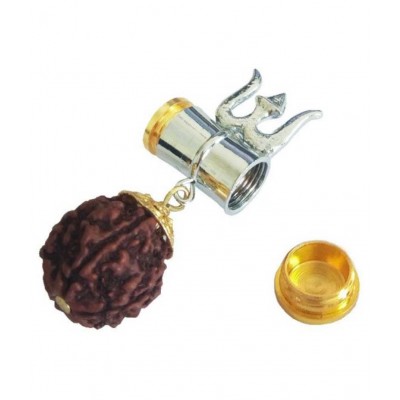 PAYSTORE Gold & Silver Trishul Rudraksha Damru Pendant