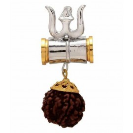 PAYSTORE Gold & Silver Trishul Rudraksha Damru Pendant PAYSTORE Gold & Silver Trishul Rudraksha Damru Pendant