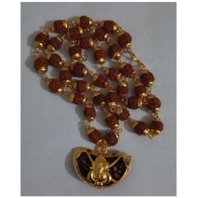 PAYSTORE Gold Plated Kaju Ganesha Rudraksha Mala
