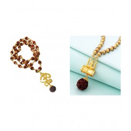 PAYSTORE Gold Plated Om Damru Rudraksha Mala With Trishul Damru Rudraksha Mala For Men & Women PAYSTORE Gold Plated Om Damru Rudraksha Mala With Trishul Damru Rudraksha Mala For Men & Women