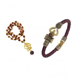 PAYSTORE Gold Plated Om Damru Rudraksha Mala+Trishul Damru Kada PAYSTORE Gold Plated Om Damru Rudraksha Mala+Trishul Damru Kada