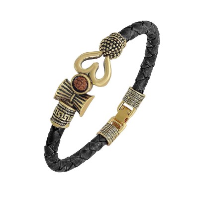 PAYSTORE Gold Plated Wheat Cutt & Kadaa Bracelet-AND OM RUDRAKSHA CAP MALA PAYSTORE Gold Plated Wheat Cutt & Kadaa Bracelet-AND OM RUDRAKSHA CAP MALA