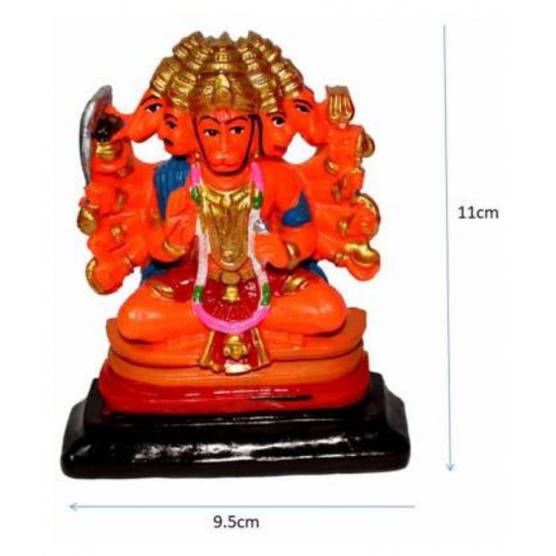 PAYSTORE Hand Carved Panchmukhi God Hanuman Idol Sculpture Statue
