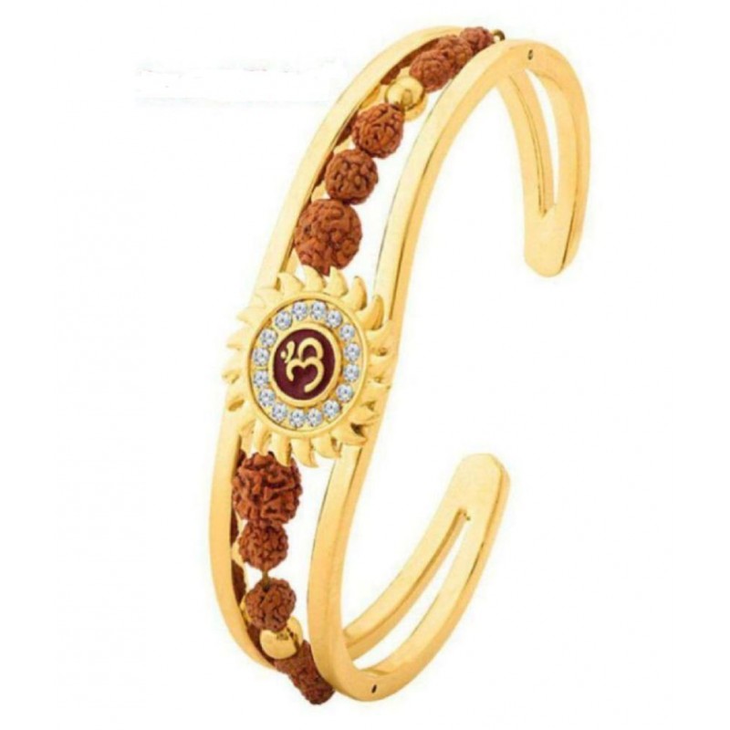 PAYSTORE High Quality Gold Plated Brass Om Mens Kada (adjustable Size)