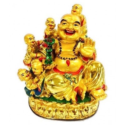 PAYSTORE Laughing Buddha with 5 Children for Wealth and Success Decorative Showpiece (5 cm, Gold) PAYSTORE Laughing Buddha with 5 Children for Wealth and Success Decorative Showpiece (5 cm, Gold)