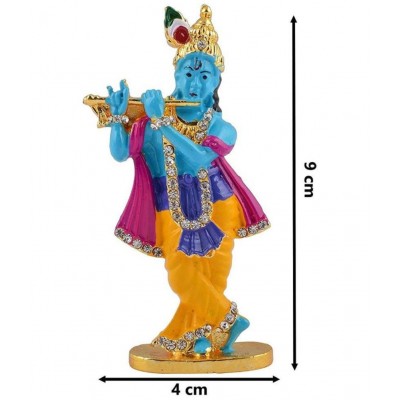 PAYSTORE Lord Krishna Idol | Murti For Car Dashboard | Home Decor | Gifting Decorative Showpiece - 3.5 INCH  (Gold Plated, Multicolor) PAYSTORE Lord Krishna Idol | Murti For Car Dashboard | Home Decor | Gifting Decorative Showpiece - 3.5 INCH  (Gold Plated, Multicolor)