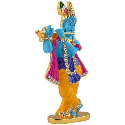 PAYSTORE Lord Krishna Idol | Murti For Car Dashboard | Home Decor | Gifting Decorative Showpiece - 3.5 INCH  (Gold Plated, Multicolor) PAYSTORE Lord Krishna Idol | Murti For Car Dashboard | Home Decor | Gifting Decorative Showpiece - 3.5 INCH  (Gold Plated, Multicolor)