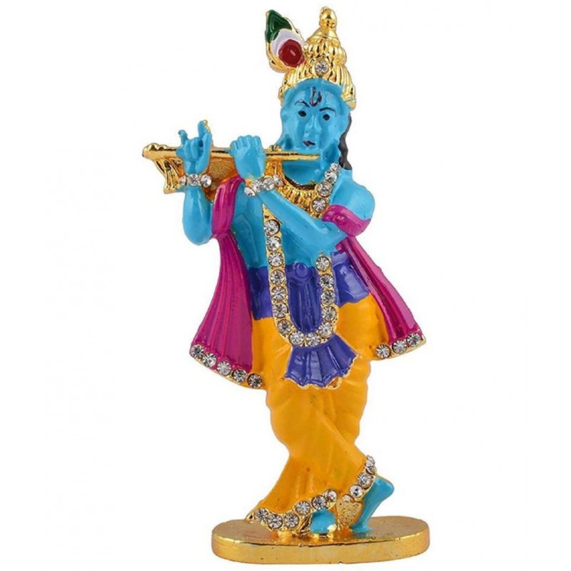 PAYSTORE Lord Krishna Idol | Murti For Car Dashboard | Home Decor | Gifting Decorative Showpiece - 3.5 INCH  (Gold Plated, Multicolor) PAYSTORE Lord Krishna Idol | Murti For Car Dashboard | Home Decor | Gifting Decorative Showpiece - 3.5 INCH  (Gold Plated, Multicolor)
