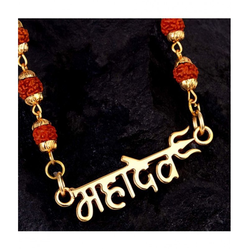 PAYSTORE Lord Shiv / Mahadev Trishul Religious God Pendant with gold plated rudraksha cap malafor Men and Women PAYSTORE Lord Shiv / Mahadev Trishul Religious God Pendant with gold plated rudraksha cap malafor Men and Women