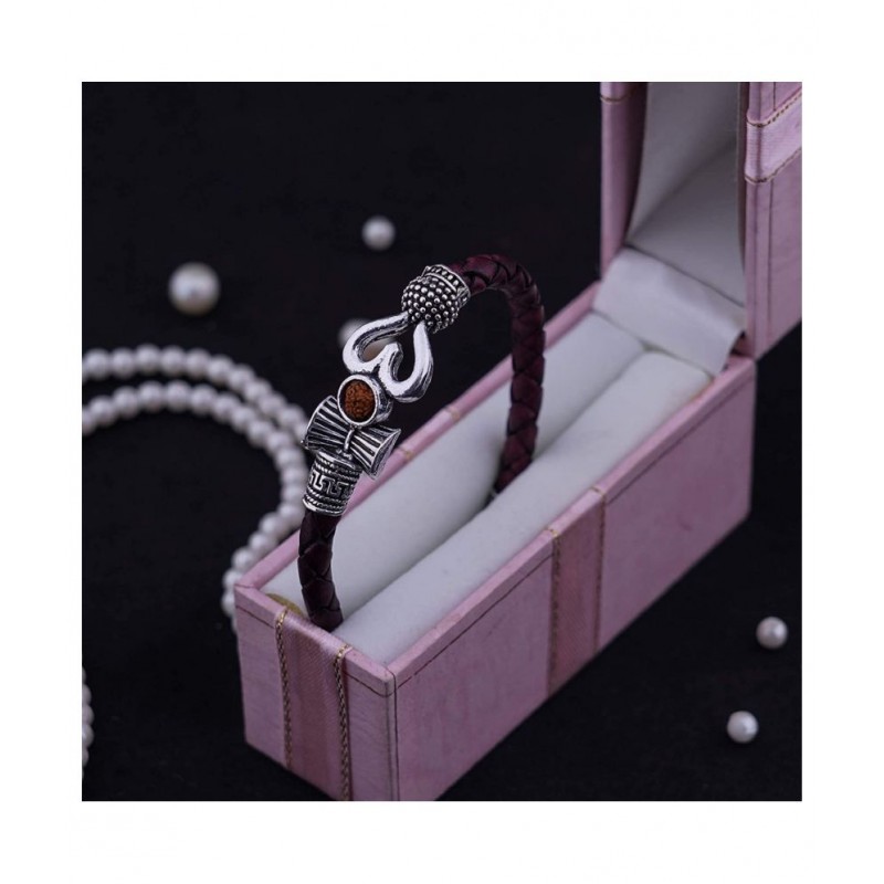 PAYSTORE Mahakaal (silver) Trishul Damroo Designer Oxidized golden Bahubali Kada Bracelet