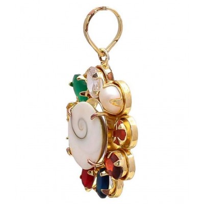 PAYSTORE Navratna/Navratan Pendant With Gomti Chakra In The Centre For Health,Wealth & Good Fortune (1 Pc) Gold-plated Crystal Metal Pendant
