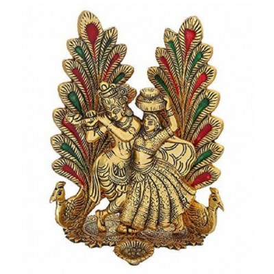 PAYSTORE Peacock Design Radha Krishna Idol Showpiece with Diya for Puja and Home Decor (8 x 6 Inches), PAYSTORE Peacock Design Radha Krishna Idol Showpiece with Diya for Puja and Home Decor (8 x 6 Inches),
