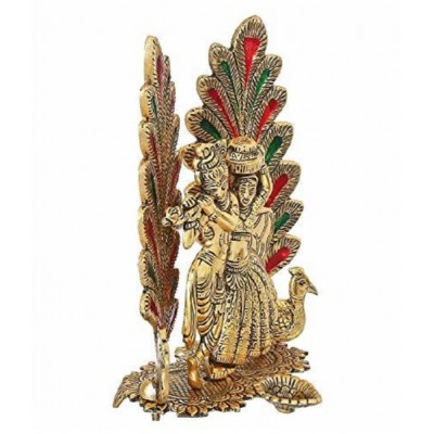 PAYSTORE Peacock Design Radha Krishna Idol Showpiece with Diya for Puja and Home Decor (8 x 6 Inches), PAYSTORE Peacock Design Radha Krishna Idol Showpiece with Diya for Puja and Home Decor (8 x 6 Inches),