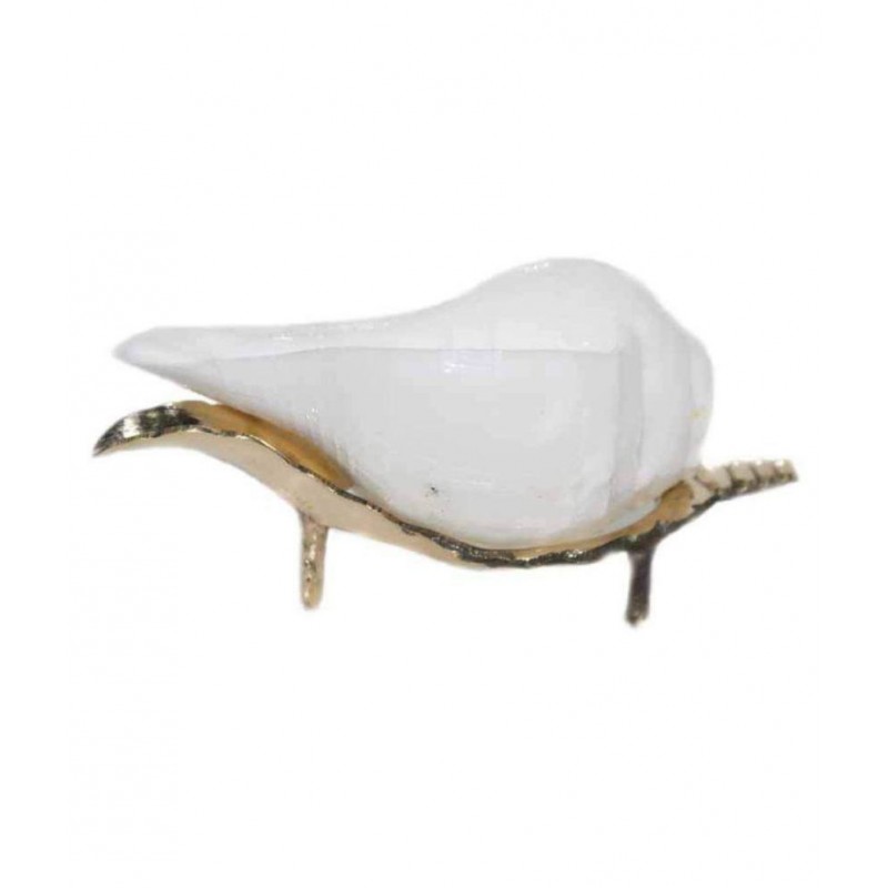 PAYSTORE Premium Quality Blowing Shankh with Pure Brass Shankh Stand