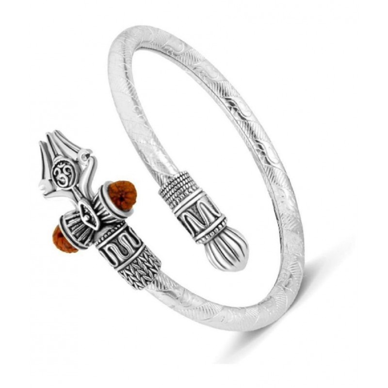 PAYSTORE Pure Brass Rudraksha Shiv Trishul Damroo Designer Om Kada Free Size For Men,Boys
