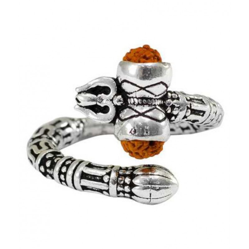 PAYSTORE Rudraksha Finger Ring Bahubali Ring Mahakal Ring Adjustable Ring Metal Silver Plated Ring