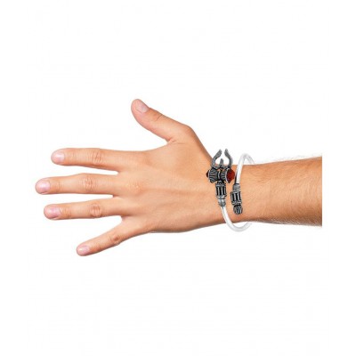 PAYSTORE Rudraksha Shiv Om Trishul Damroo Kada for men, Lord Shiva Bahubali Cuff Bracelet for men, boys | Religious Brass Kada
