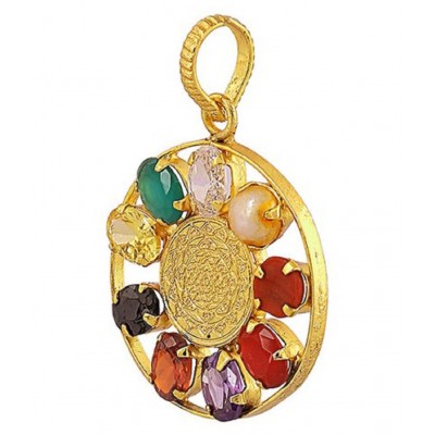 PAYSTORE SHREE YANTRA NAVRATNA PENDANT Strong Pendant Energized Navratna for balancing 9 planet