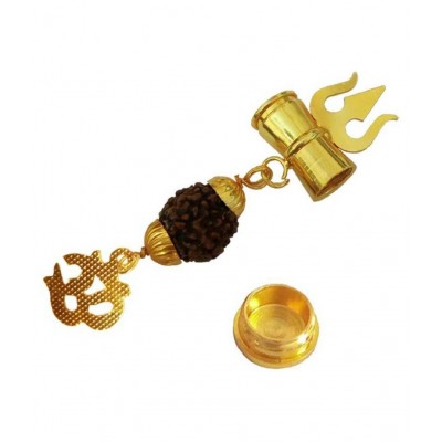 PAYSTORE Shiv Shakti Trishul Damru ,Om Locket Yantra Pendant Energized 5 Faced Mukhi Rudraksh Shiv Shakti Kavach