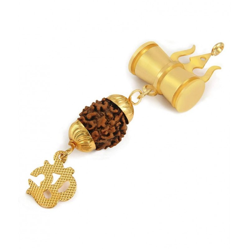 PAYSTORE Shiv Shakti Trishul Damru ,Om Locket Yantra Pendant Energized 5 Faced Mukhi Rudraksh Shiv Shakti Kavach