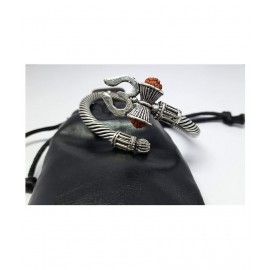 PAYSTORE Silver Oxidized Shiva Trishul Rudraksha Damru Kada Bracelet Bangle for Men and Boys Silver Trishul Damroo Designer Kada Bracelet Bangle for Women and Men (Flexible)