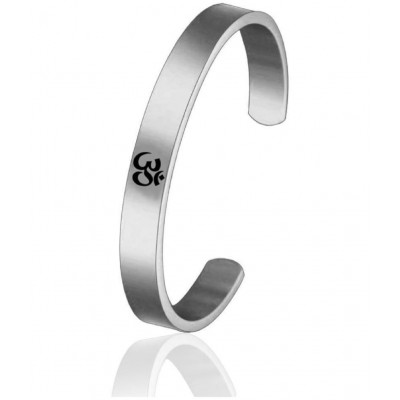 PAYSTORE Silver Plated Stylish Bracelet Adjustable OM Design Kada
