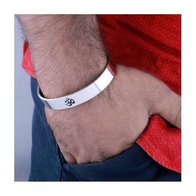 PAYSTORE Silver Plated Stylish Bracelet Adjustable OM Design Kada