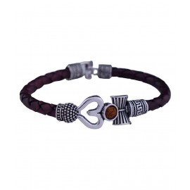 PAYSTORE Trishul Damru OM Rudraksha Spiritual Silver Plated Maroon Rope Wrist Band Shiva Bhakt Mahakal Festival Kada Cuff Bracelet
