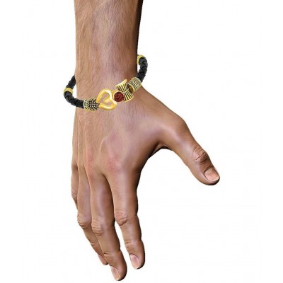 PAYSTORE Trishul Damru Om Rudraksha Mahadev Mahakal Oxidized Gold Plated Kada Bracelet for Men, Women, Boys & Girls