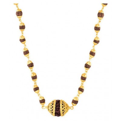 PAYSTORE original Rudraksha Mala with Big Rudraksha Pendand in Gold Plated Cap PAYSTORE original Rudraksha Mala with Big Rudraksha Pendand in Gold Plated Cap