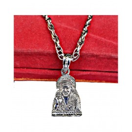PAYSTORE silver royal looks sai baba pendant with chain