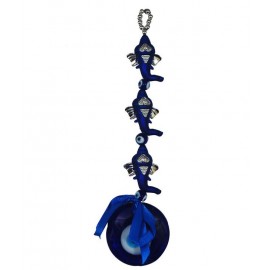 PG Handicrafts Blue Glass Evil Eye Hanging With Three Ganeshjis