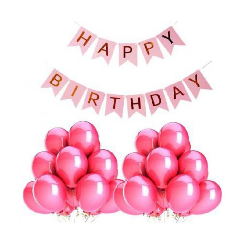 PINK- happy Birthday Balloons for Decoration, Premium Birthday Banner  (Set of 31))