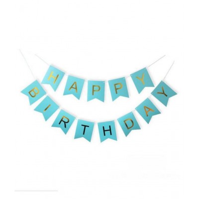 PIxelfox Happy Birthday Banner(Blue Gold) for Birthday Decoration + Fringe Curtain 2pc(3x6 Feet) + Metallic Balloons 30pc (white, blue, golden) birthday decoration kit, birthday balloon decoration combo for Boys, Girls, Kids, husband and Wife.
