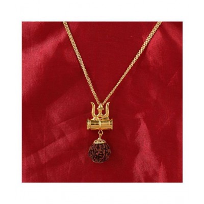 PK Creations Shiv Shakti Lord Shiv Trishul Damru Locket With Gold-plated Plated Chain And One Shiv Trishul Damru